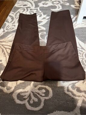Cato Women's Straight-Leg Ponte Pull on Pants Dark Brown Sz Large